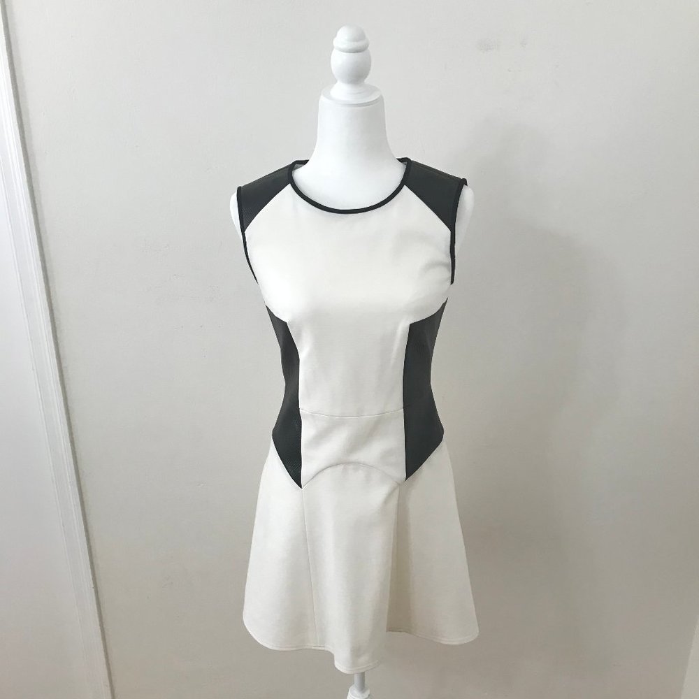 Tibi Little White & Black Pleather Party Dress
